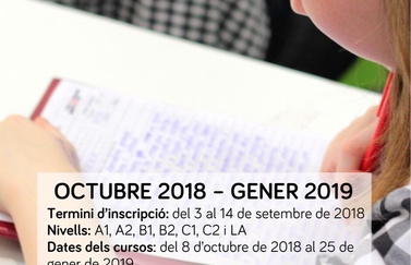 Obert el període d’inscripció per als cursos de llengua catalana que tindran lloc entre l’octubre i el gener del 2019
