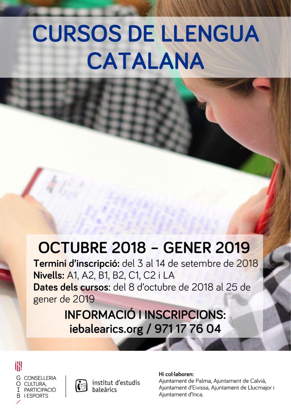Obert el període d’inscripció per als cursos de llengua catalana que tindran lloc entre l’octubre i el gener del 2019