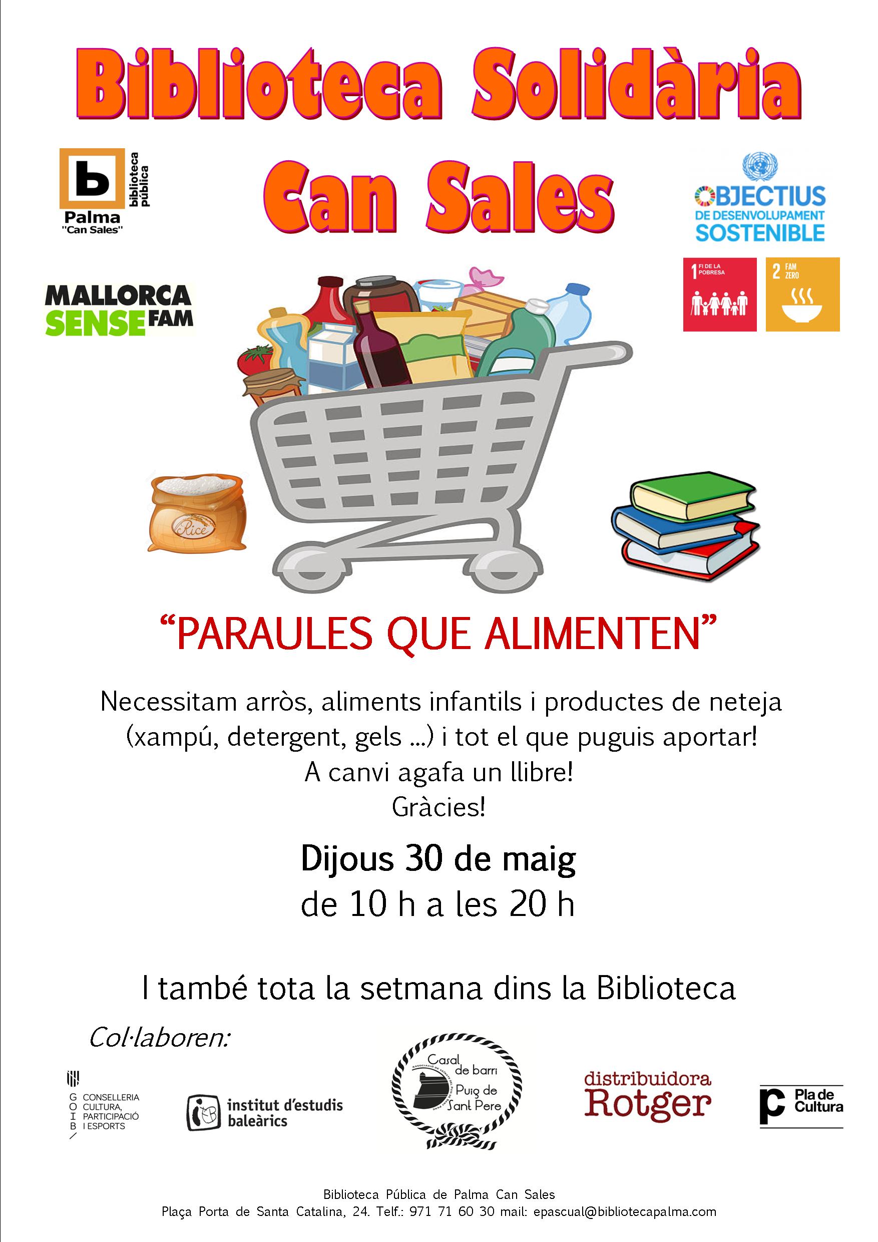 El IEB apoya la actividad solidaria “Palabras que alimentan” en la biblioteca pública de Palma «Can Sales»